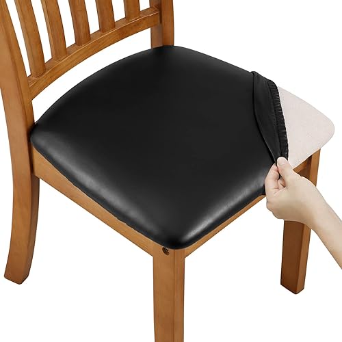 Juego de 6 fundas elásticas para sillas de comedor, extraíbles y lavables, antipolvo, fundas protectoras para sillas de comedor (6, rayas verdes)