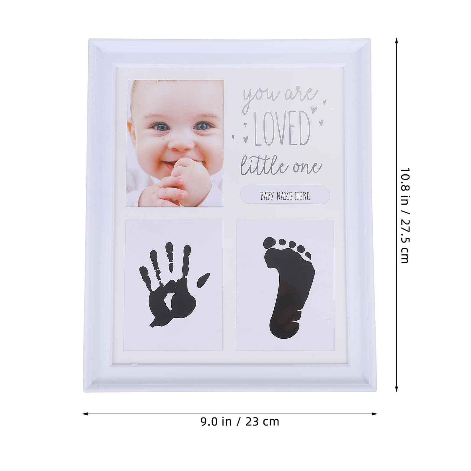 Marco de Fotos de Recuerdos para Recién Nacidos Huellas de Manos y Pies en Abs y Vidrio, Decoración de Escritorio para Álbumes de Bebés