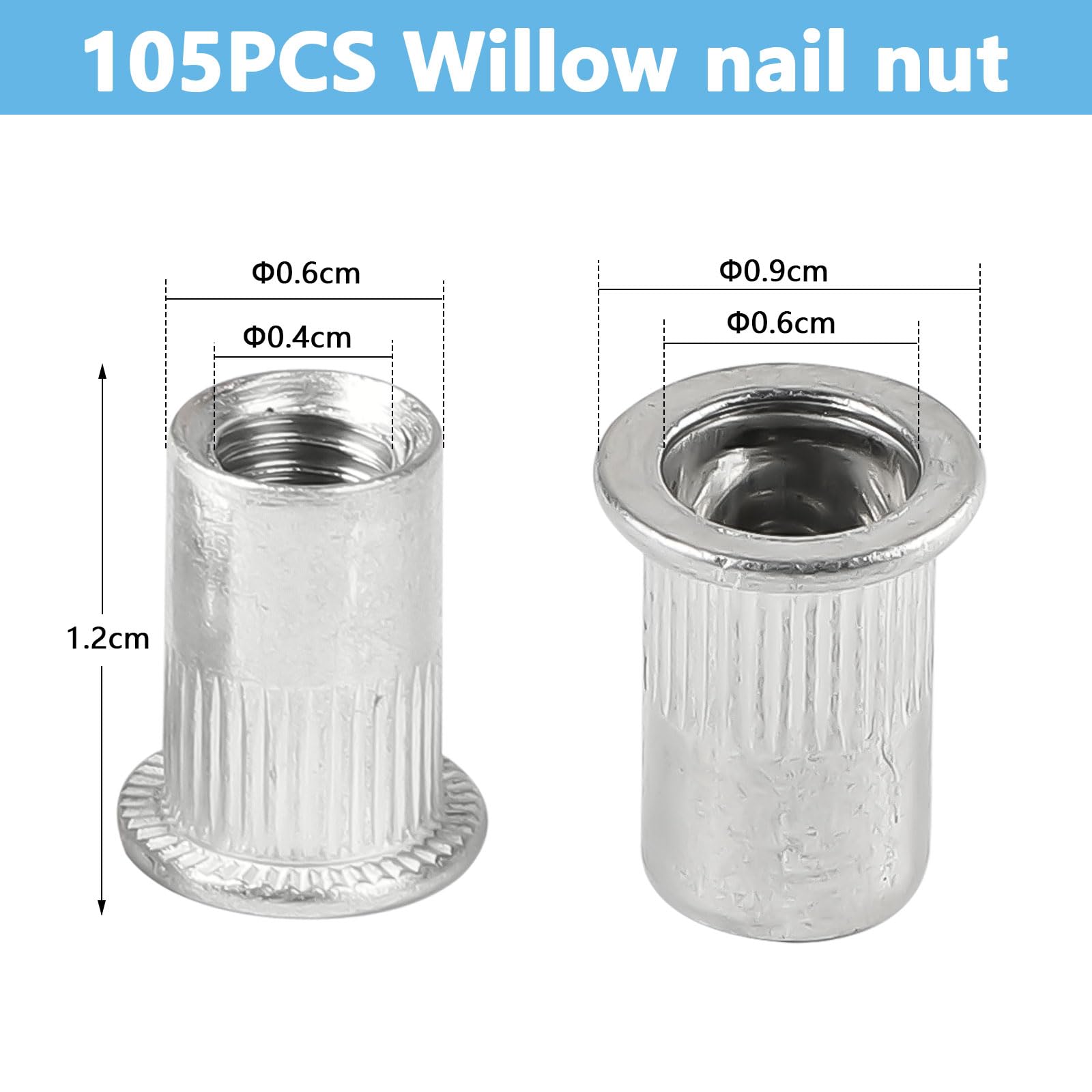 CPROSP 105 Pezzi Rivetti Filettati Alluminio M5 con Scatola Portaoggetti, 7 mm Dado per Rivetto M5, Dadi per Rivetti Ciechi per il Fissaggio dei Mobili, Ottimi Rivetti in Alluminio