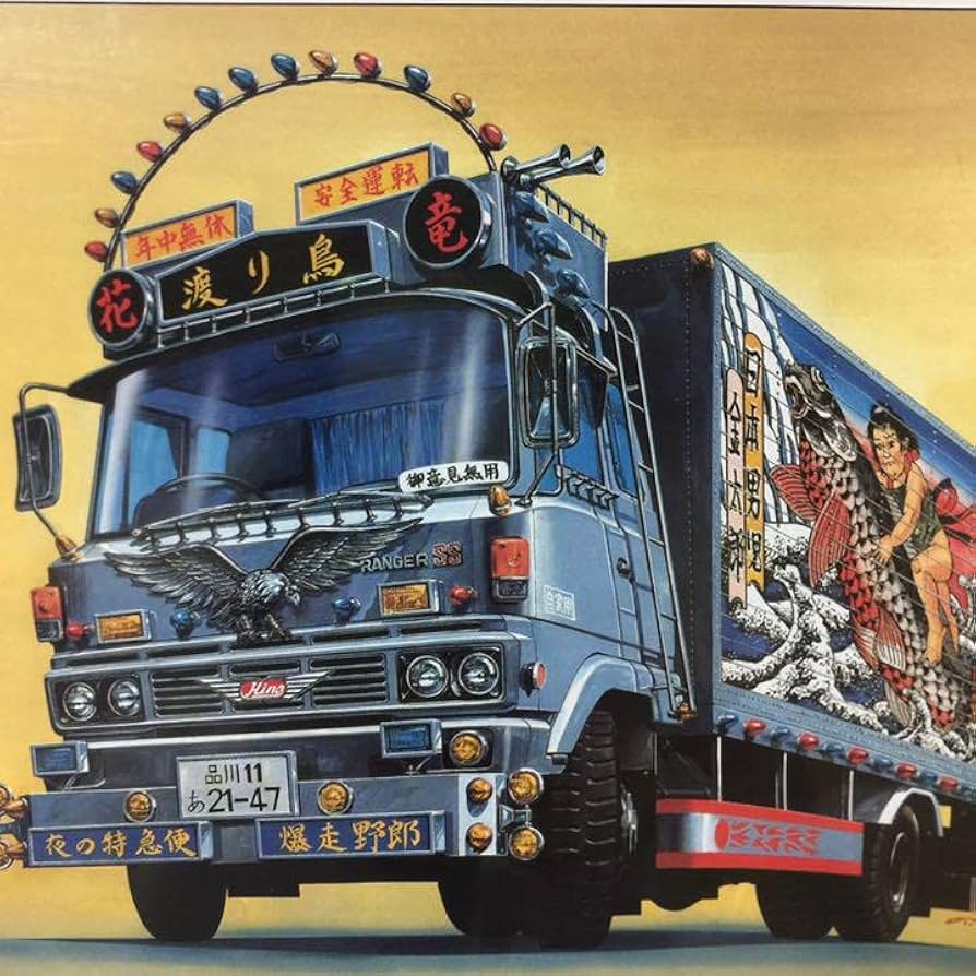 アオシマ 初代メタリック デコトラ 爆走野郎 1976年 渡り鳥 保冷車タイプ Amazon.co.jp: アオシマ 初代メタリック デコトラ 爆走野郎 1976