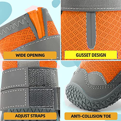 Image of PETANGEL Dustproof Dog Boots for Hardwood Floor | Breathable Dog Shoes | Dog Booties with Reflective Anti-Slip Sole | Outdoor Paw Protectors with Rubber Soles for Hiking and Running (Size: 3)