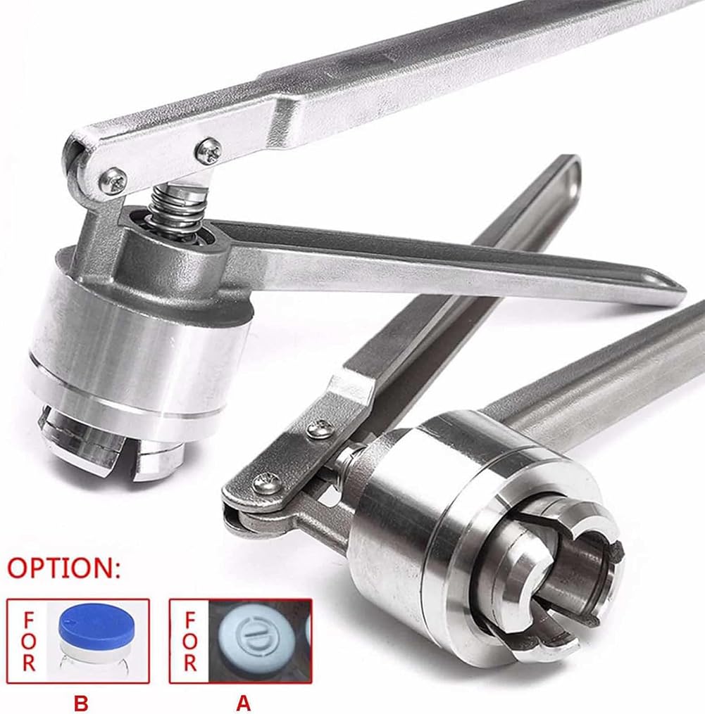 Herramienta crimpadora de viales para botellas de perfume, herramienta de crimpado de tapa de acero inoxidable de 13 a 32 mm para tapas abatibles de aluminio y plástico, solución de crimpado duradera