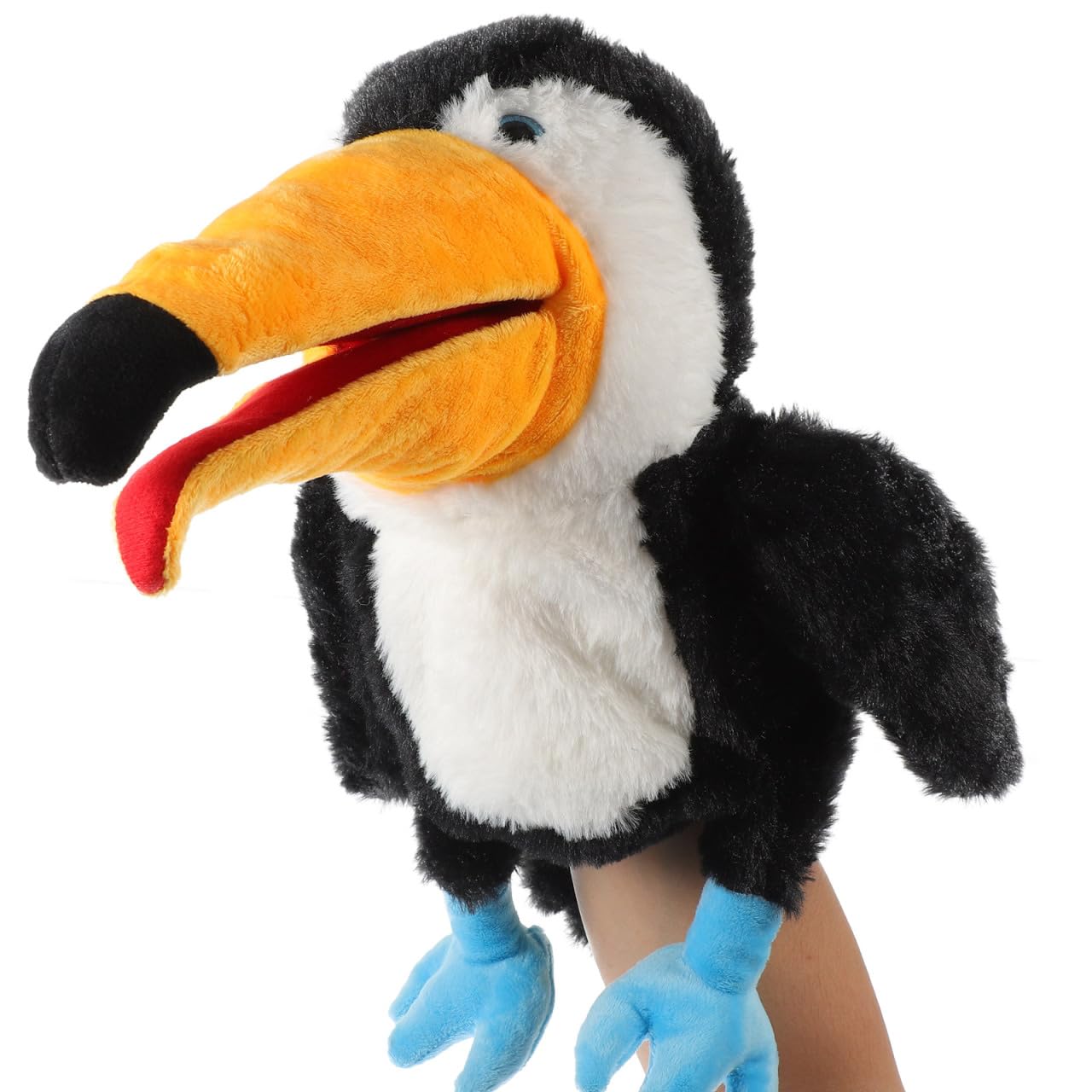 JUMPLAWN Plush Toucan Hand Puppet with Movable Mouth for Interactive Storytelling Pretend Play Soft Washable Cotton Toy for Kids Early Educational Fun - Image 4