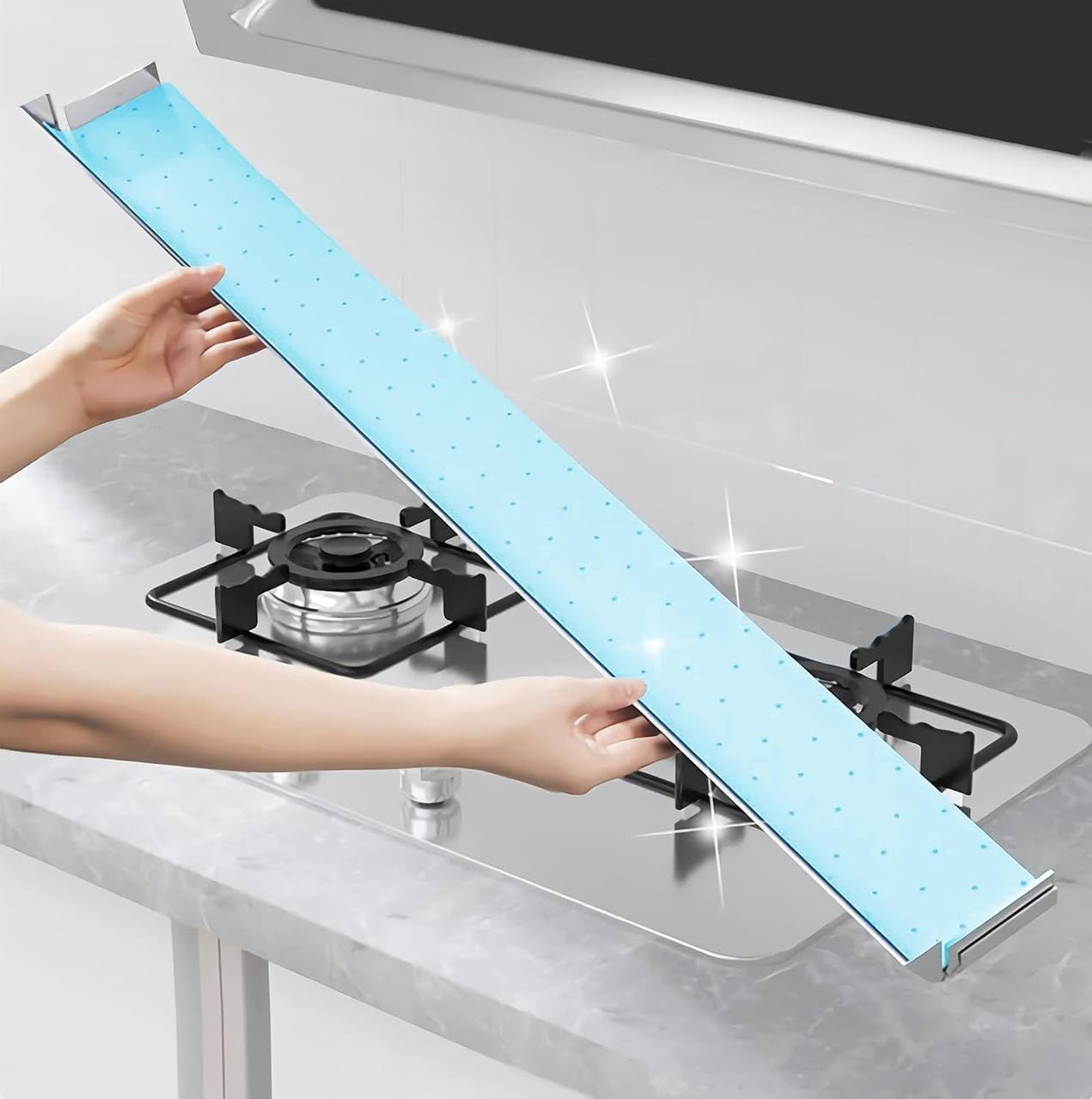 APURK Kitchen Range Hood Oil Absorbing Cotton Household Cleaning Clothes Cooking Paper Oil Groove Absorbing Sheets Cleaning Scrubber (Pack of 2 PCs,Multicolor) 3