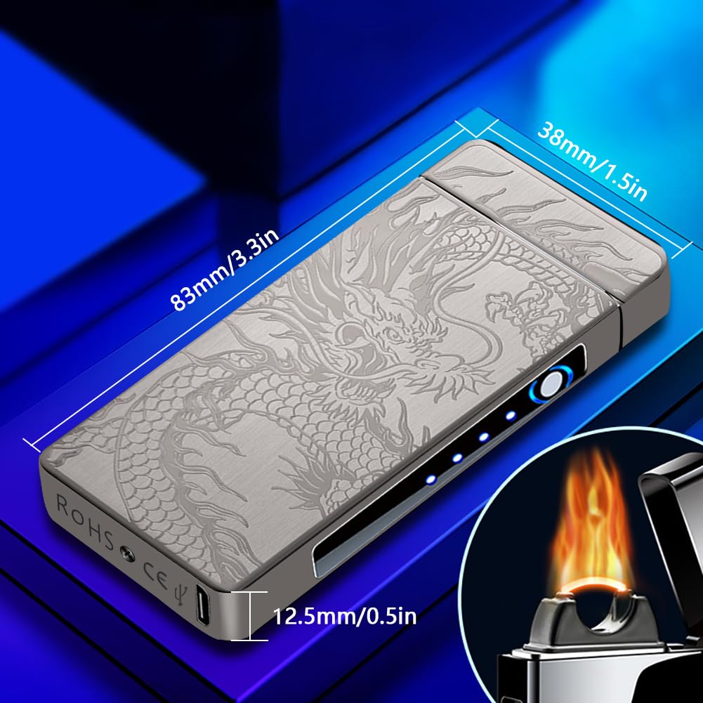 Accendino elettrico al plasma ricaricabile tramite USB SKRFIRE Dragon - Torcia ad arco - Accendini freschi antivento ad alta potenza, in confezione regalo, per compleanno, regalo per uomini e donne
