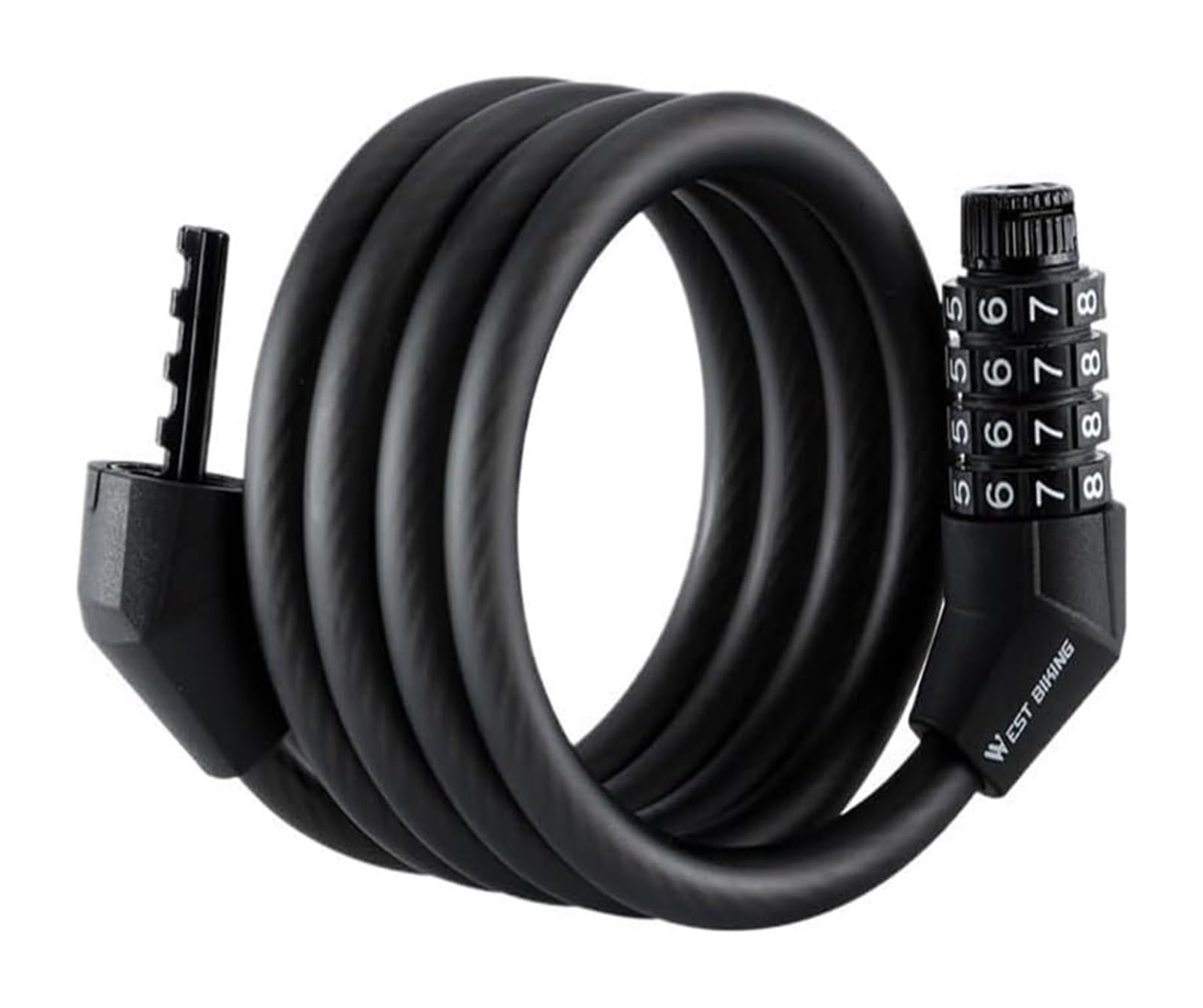 Giveduno Matter Black Bicycle Lock, Bike Lock Steel Cable Chain 4-Digit Password Scooter Mtb Black