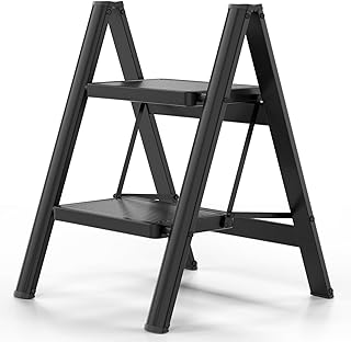 Step Ladder EFFIELER 2 Step Ladder 2 Step Stool Folding Step Stool with Handrails, Sturdy Step Stool for Adult, 500LBS Capacity Sturdy& Portable Ladder for Home Kitchen Library Office