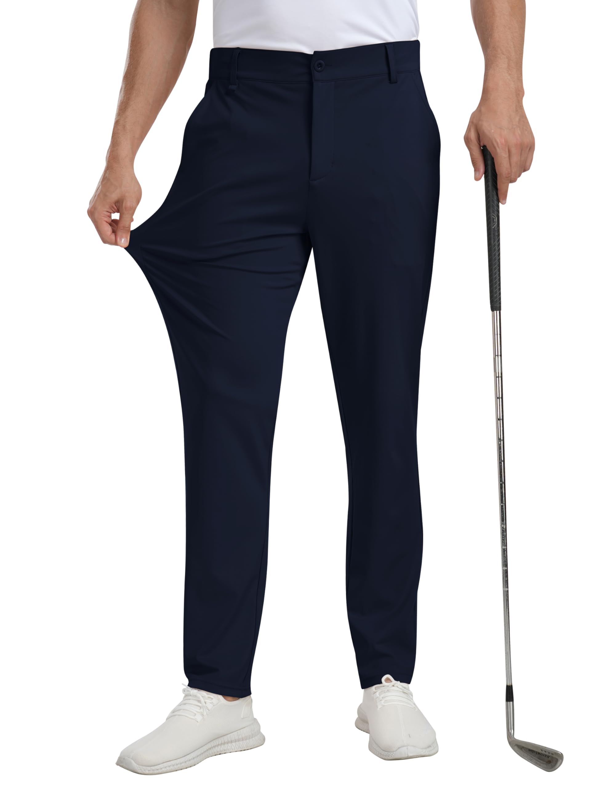 MoFiz Golfhosen Herren Stretch Hose Lange Arbeitshosen Slim Fit Männer Atmungsaktive Freizeithose Anzughose 30"/32" mit 5 Taschen