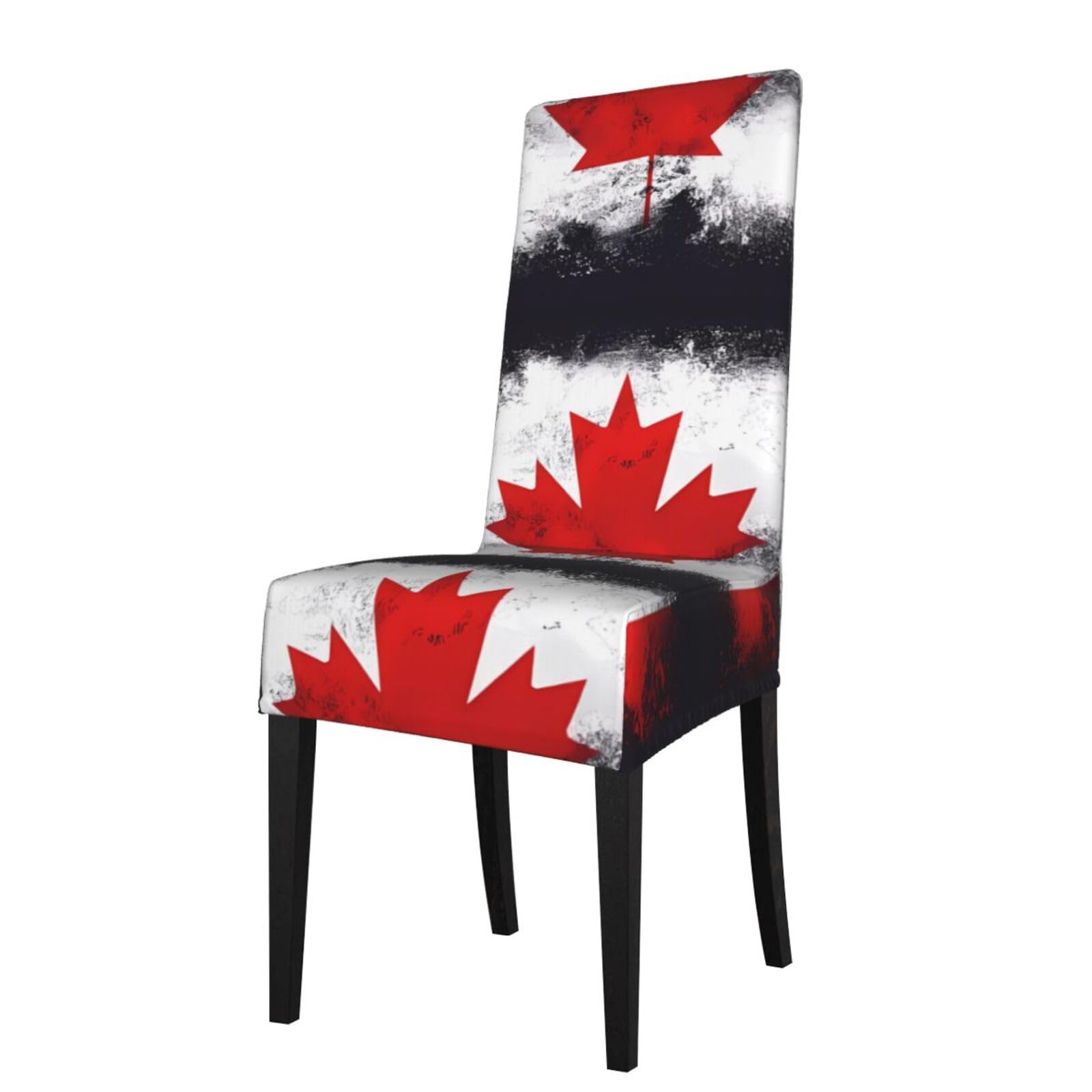 YYHWHJDE Canadian flag Prints Dining Chair Throw Covers – Stretchable Polyester Blend Protects Your Chairs with Easy Style & Easy Care