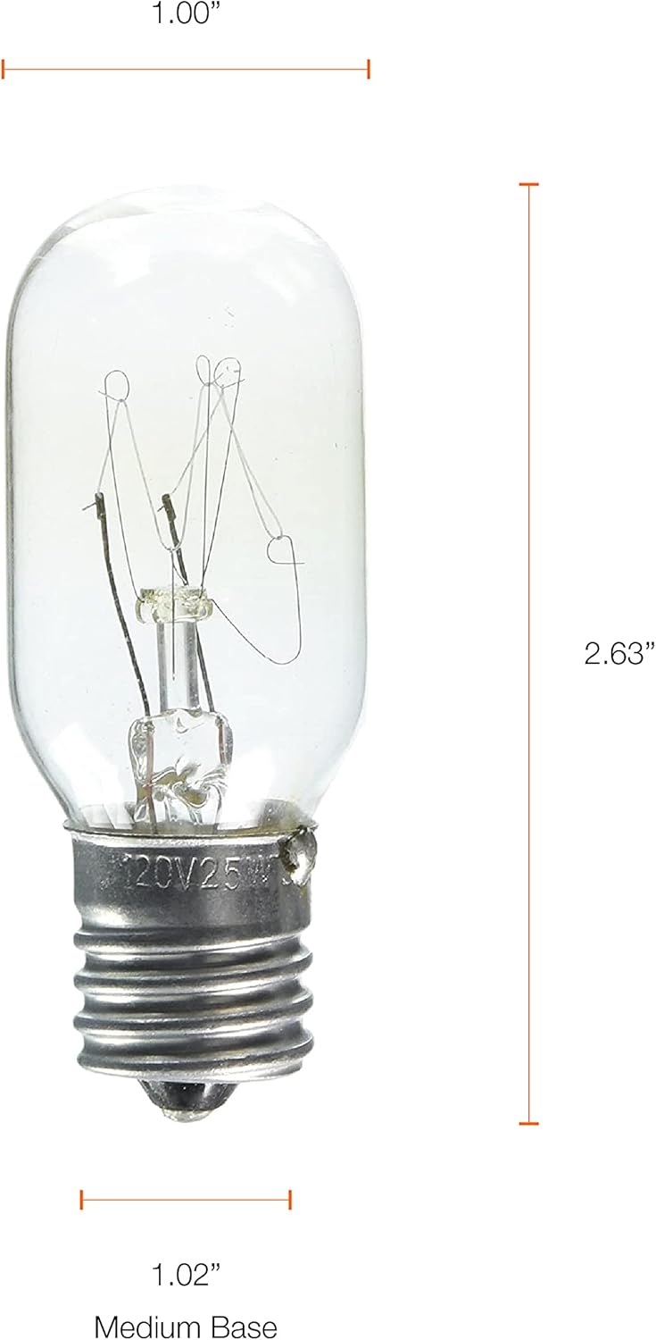 Sylvania 25W Appliance Tubular Incandescent T8 Bulb, 230 Lumens, Clear, 100 CRI, 2850K, Warm White - 1 Pack (18360)