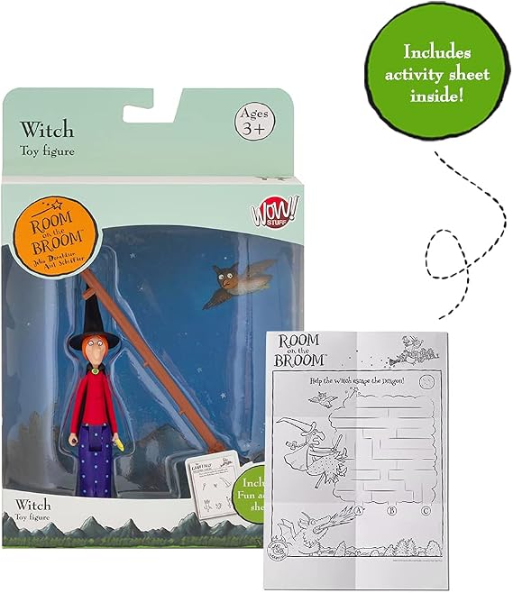 Wow! PODS Stuff Witch Room On The Broom Witch & Broom Collectable Action Figure | Articulated Character Play | Official Toys and Gifts from The Julia Donaldson Books, TV and Animation Movie Series