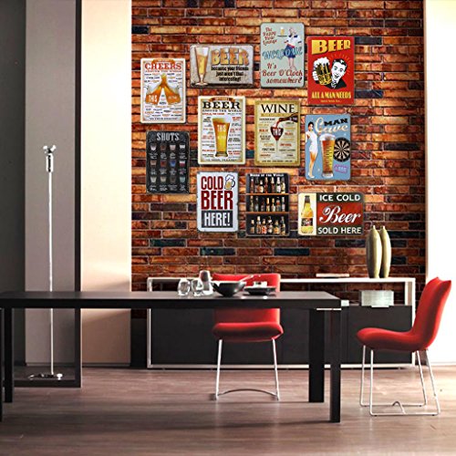Placa de lata Flameer – Placa de metal estilo retrô decorativa vinho cerveja café ferro chapa decora