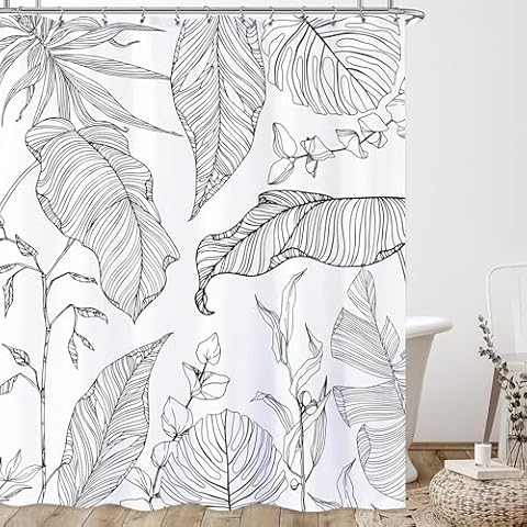 Laifzere Tropical Palm Leaf Shower Curtain Cover