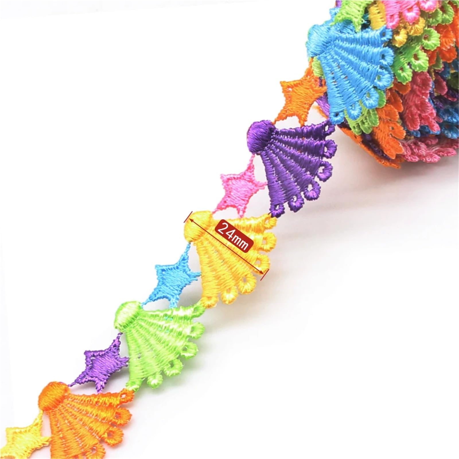 1 Yard Colorful Daisy Flower Lace Trim Knitting Wedding Embroidered DIY Handmade Patchwork Ribbon Sewing Supplies Crafts Fabric for Sewing(Shell 901)