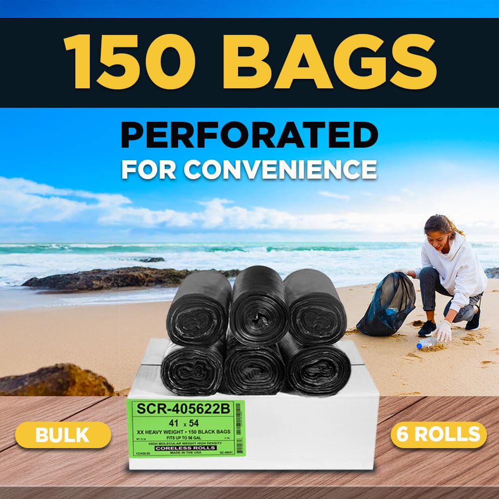 Aluf Plastics Bolsas de basura de 55 a 60 galones, serie Source Reduction, alta densidad, 22 micras (equivalentes), diseñadas para el hogar, oficina, baño, papel, espuma de poliestireno (paquete de