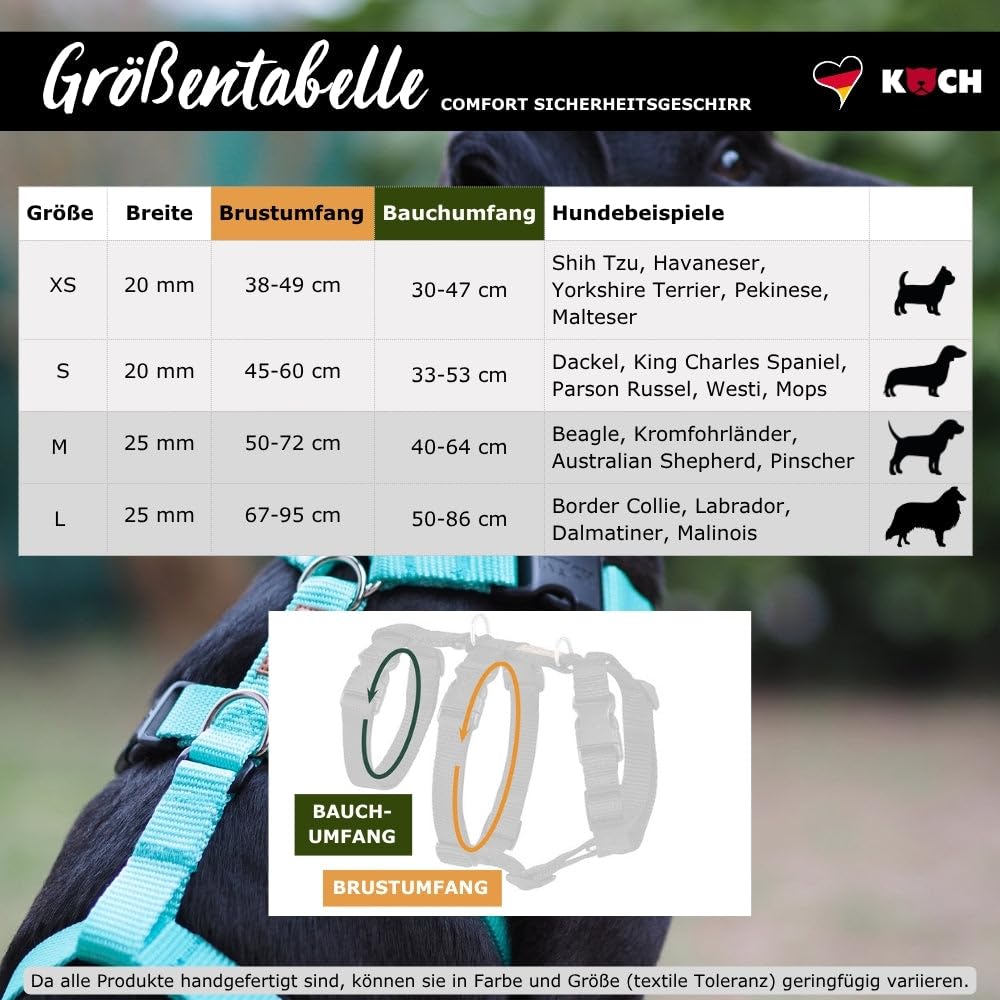 KOCH Sicherheitsgeschirr Comfort, mit Klickverschluss am Hals, Made in Germany, ausbruchsicher, Panikgeschirr Hund, Sicherheitsgeschirr mit Halsöffnung, Bordeaux/M | 50-72cm - 4