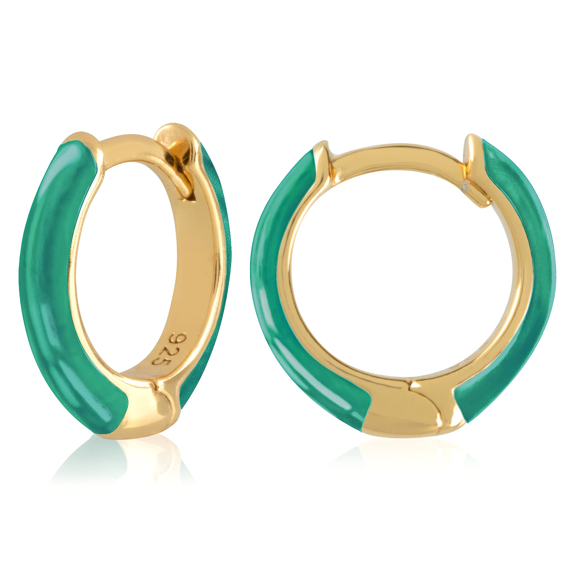 JULIETTE COLLECTION14K Gold Plated Sterling Silver Enamel Color Huggie Hoop Earrings for Women Wide Range of Vibrant Color Options Available