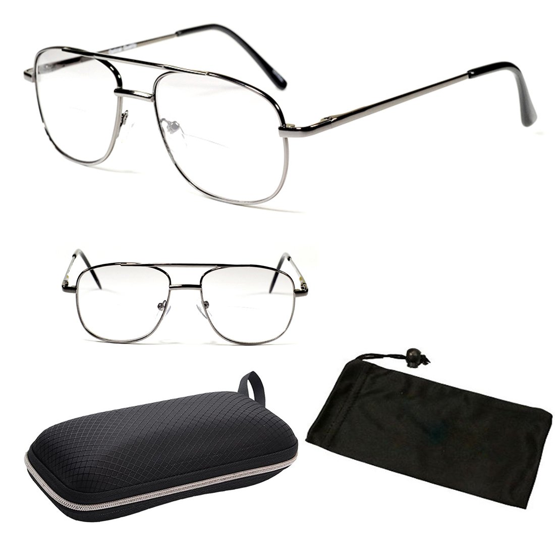 Unisex Aviator Retro Sun Readers Spring Hinged Reading Glasses Sunglasses (These Are BIFOCAL Reading Glasses)