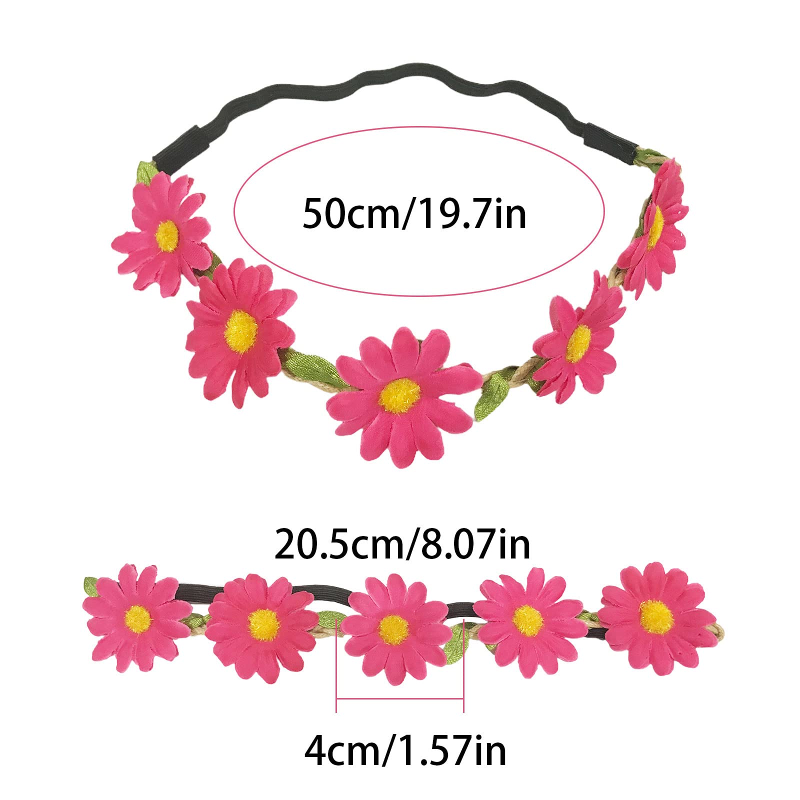 Bememo 12 Pezzi Multicolore Signora Ragazza Moda Corona di Fiori Fasce Floreali di Ghirlanda per Festival Matrimonio Festa