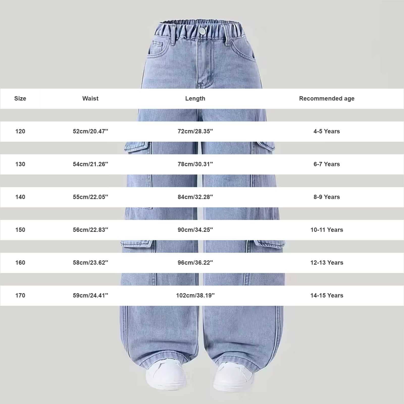 Jeans cargo para niñas, holgados, de pierna ancha, vintage, pantalones de mezclilla casuales para adolescentes, ropa de calle, pantalones elásticos de cintura alta y ajuste relajado