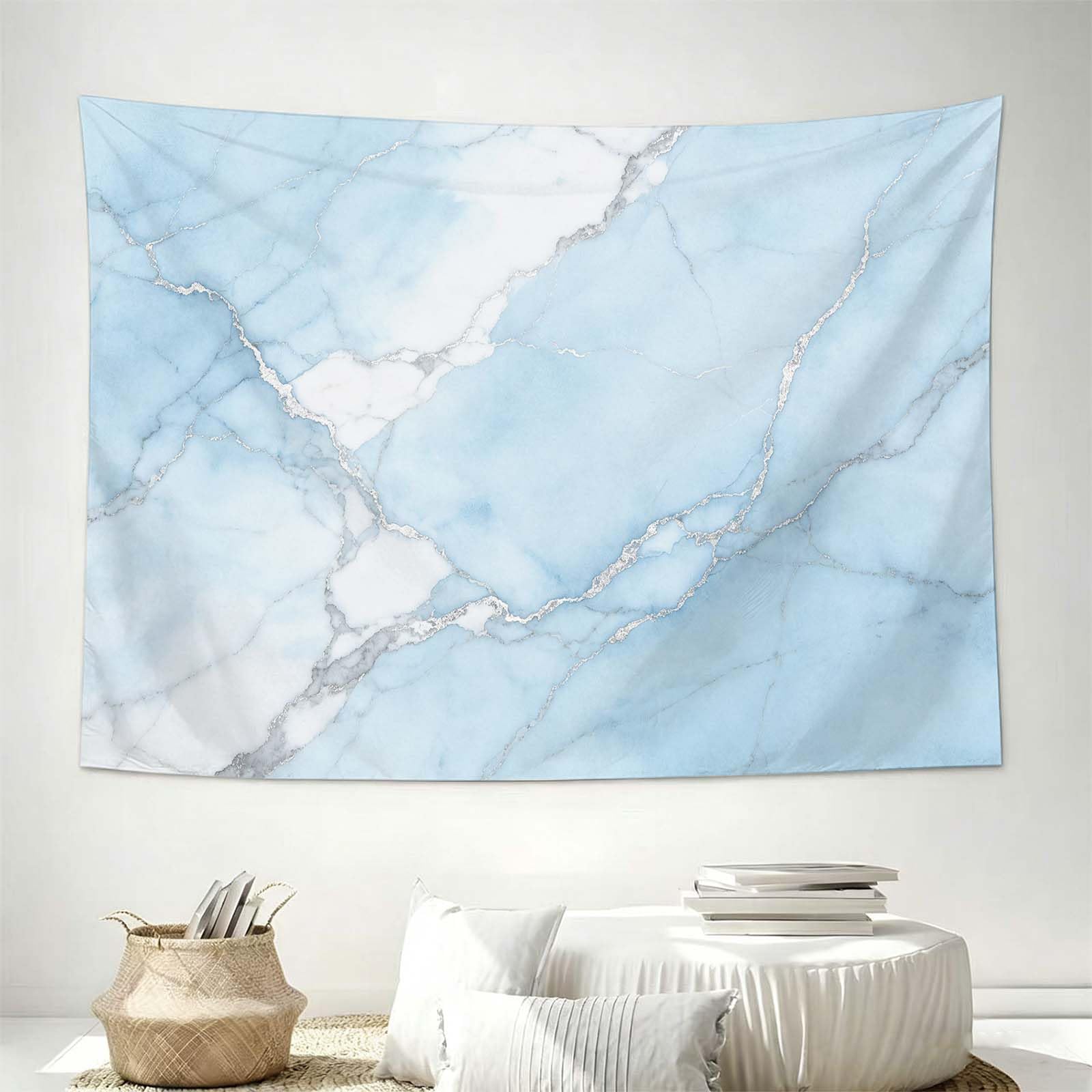 Arazzo da Parete Marmo Azzurro Lusso in Tessuto, 240x260 cm