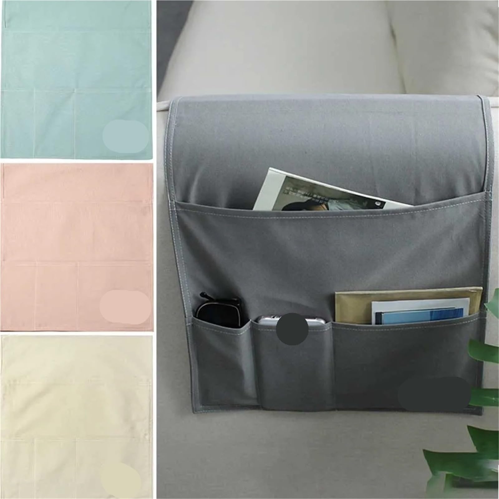 Reposabrazos for sofá, Organizador de revistas y artículos Diversos, Bolsa Almacenamiento Grande for teléfono móvil, TV, Control Remoto, mesita Noche, Ahorro Espacio para Sofá(Blue)