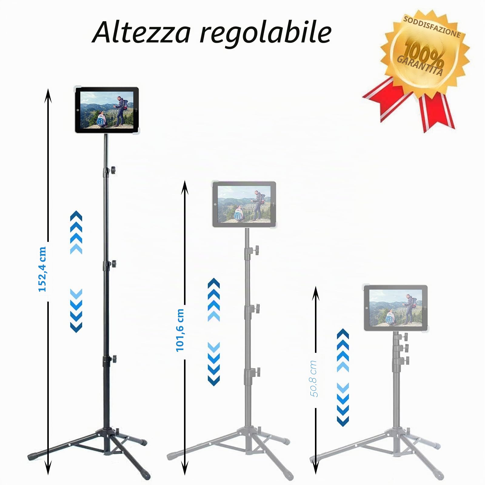 Supporto per treppiede per Tablet regolabile in altezza per iPad Air 2/3/4 iPad 9.7 iPad Pro 10.5 iPad Pro 12.9 tablet 9.7-14.5 pollici
