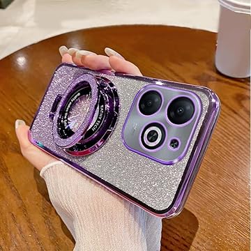 Capa para Infinix Smart 8 Capinha magnética com brilho galvanizado, capa telefônica transparente com brilho bonito e luxuoso [compatível com Magsafe]-Roxo
