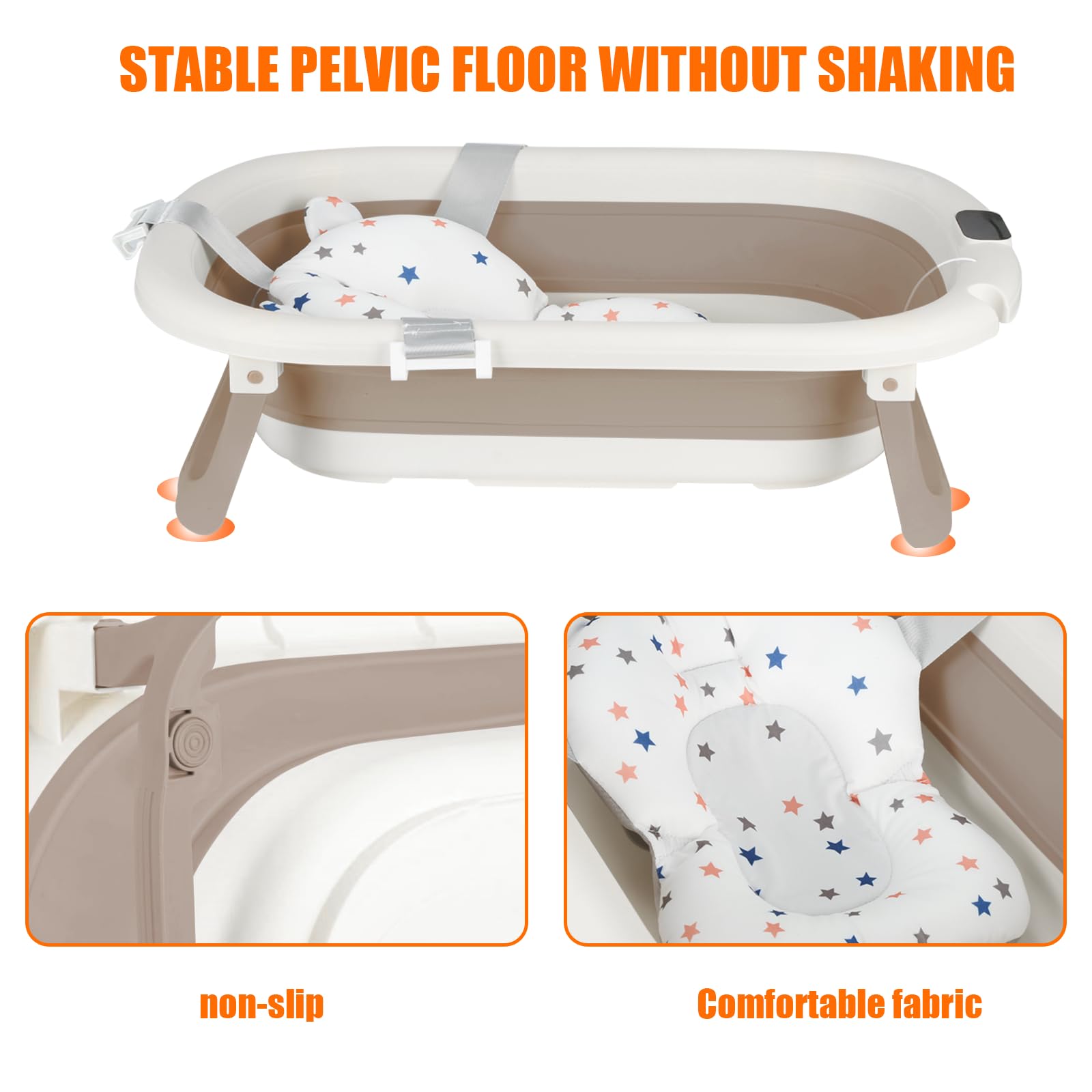 Baignoire Enfants Pliable XXL avec Transat de Bain et Thermomètre Intégré Baignoire Sur Pied Cadeau Naissance