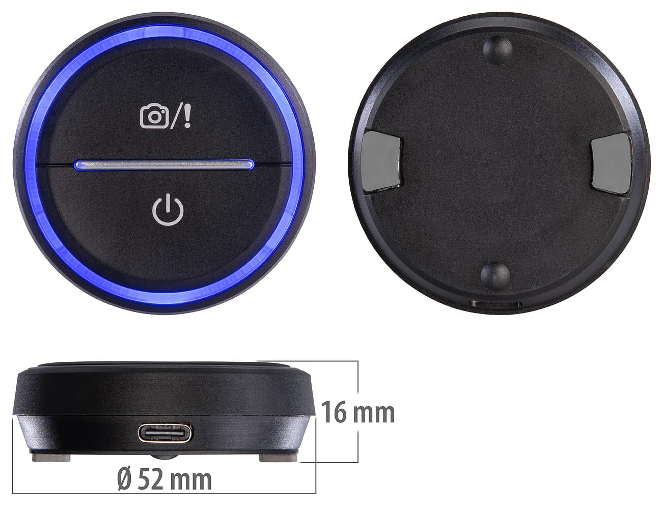 Lescars Blitzerwarner: Akku-Gefahrenstellen-Warner mit Bluetooth und App, Multicolor-LED-Ring (Gefahrstellenwarner, Auto Warnsystem Bluetooth, Laser)