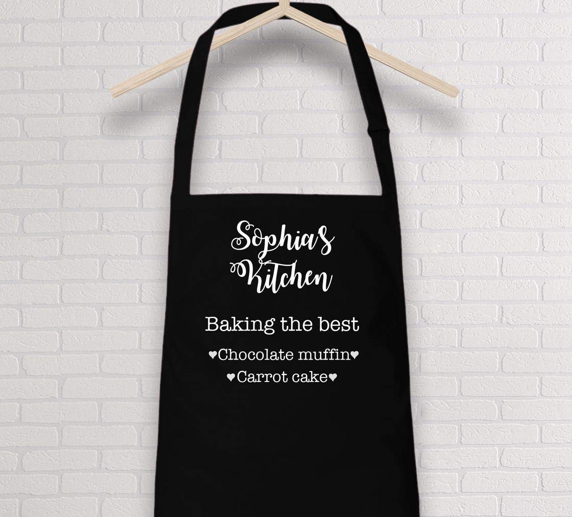 Pomchick - Personalised Name Kitchen Apron with Pockets Gift For Her Mum Mummy Woman Grilling Cooking Baking BBQ Women Aprons - Image 4