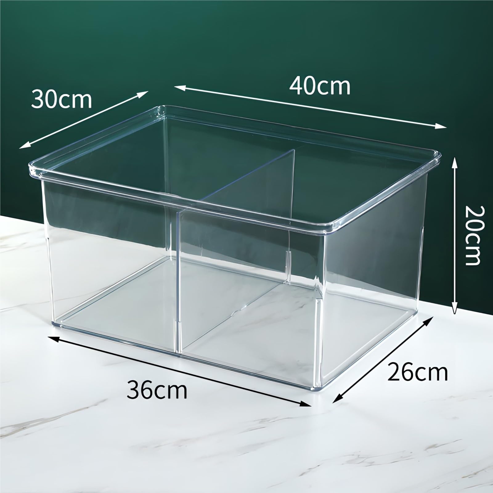 la Caja de alimentación de Reptiles, Tanque De Alimentación Transparente con Partición Terrario Habitat 36x26x20CM