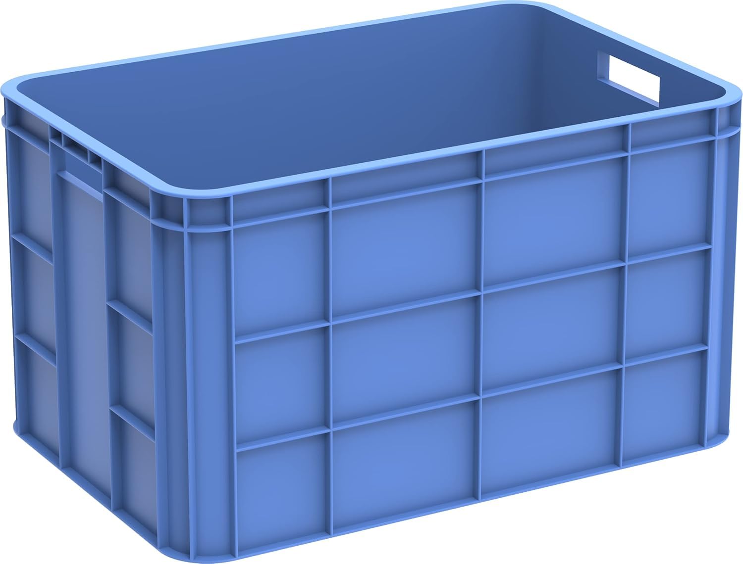 ARTC Heavy-Duty Blue Plastic Storage Crate - Durable, Stackable, Multi-Purpose Storage Bin for Home, Warehouse, or Industrial Use