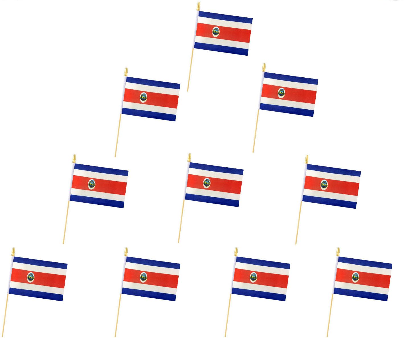 10 Pack Costa Rica Flags - Handheld Flag- 5x8 in, Costa ricans Mini Flag. Suitable For Party Decorations, Store Displays, Bar Decorations And National Day Parades. (Costa Rica)