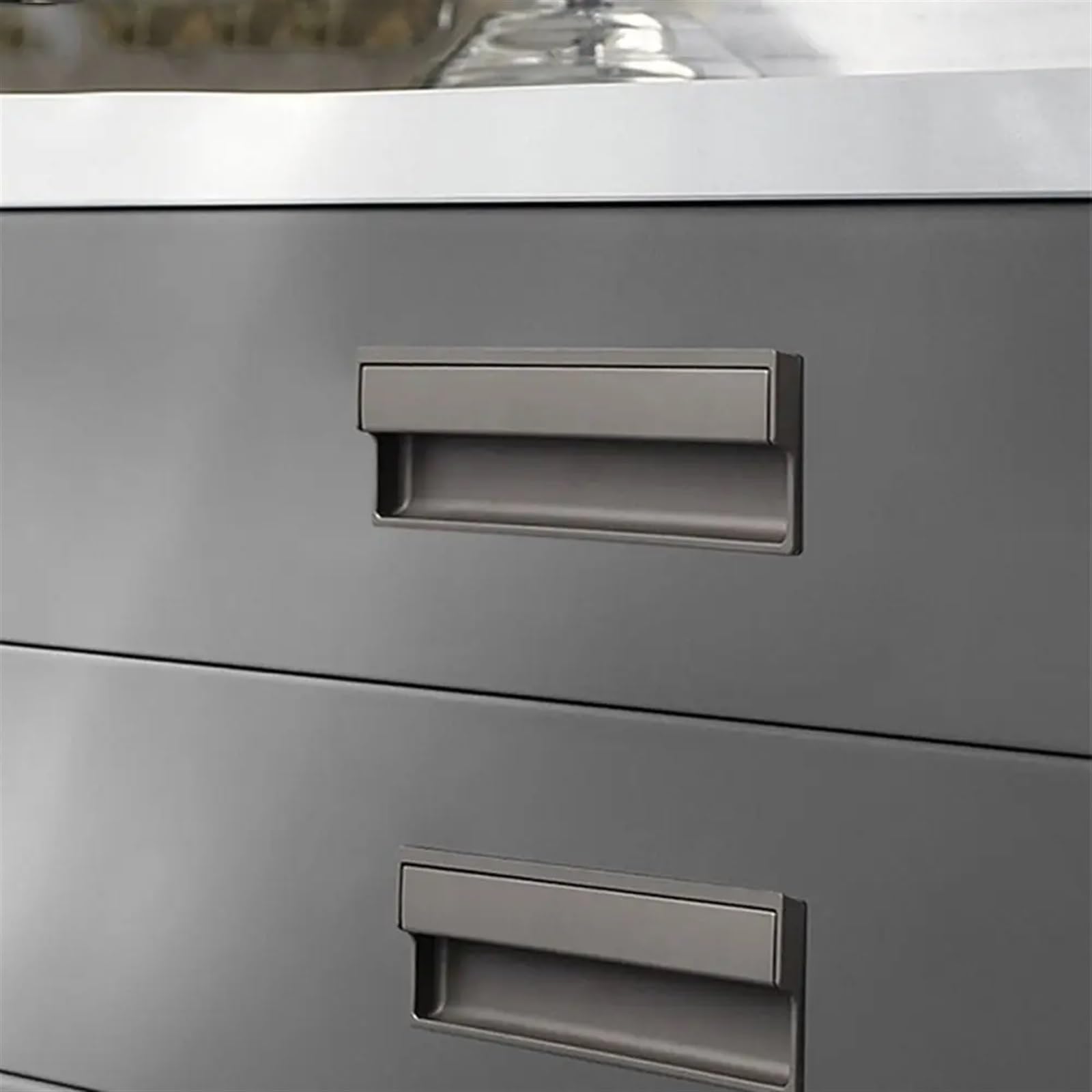 Aluminiowa klamka do drzwi wpuszczanych, przesuwnych, niewidocznych(Black)