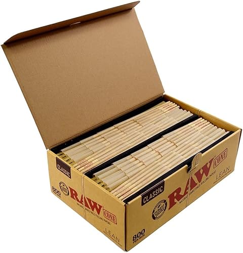 RAW Lean Pre-Rolled Cones 800 Bulk Box Papel de liar de combustión lenta de 4.331 in