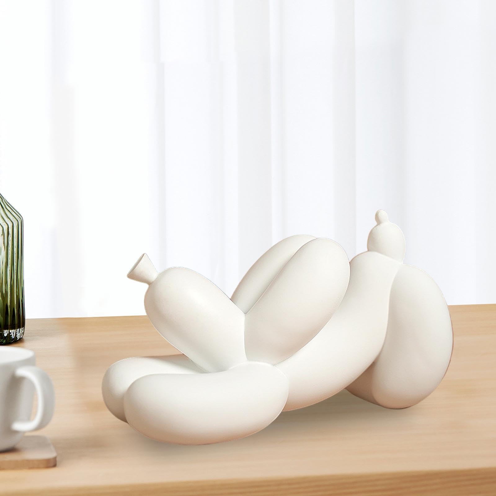 Colcolo Statue de Chien en Ballon, Ornement de Bureau, Jolie Sculpture Artisanale en résine à Collectionner, Figurine pour Chambre à Coucher, bibliothèque, Blanc