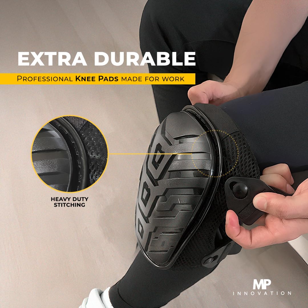 Rodilleras de trabajo para hombres, rodilleras resistentes con espuma suave y correas ajustables, rodilleras de construcción, construcción cómoda, techos, rodilleras de suelo