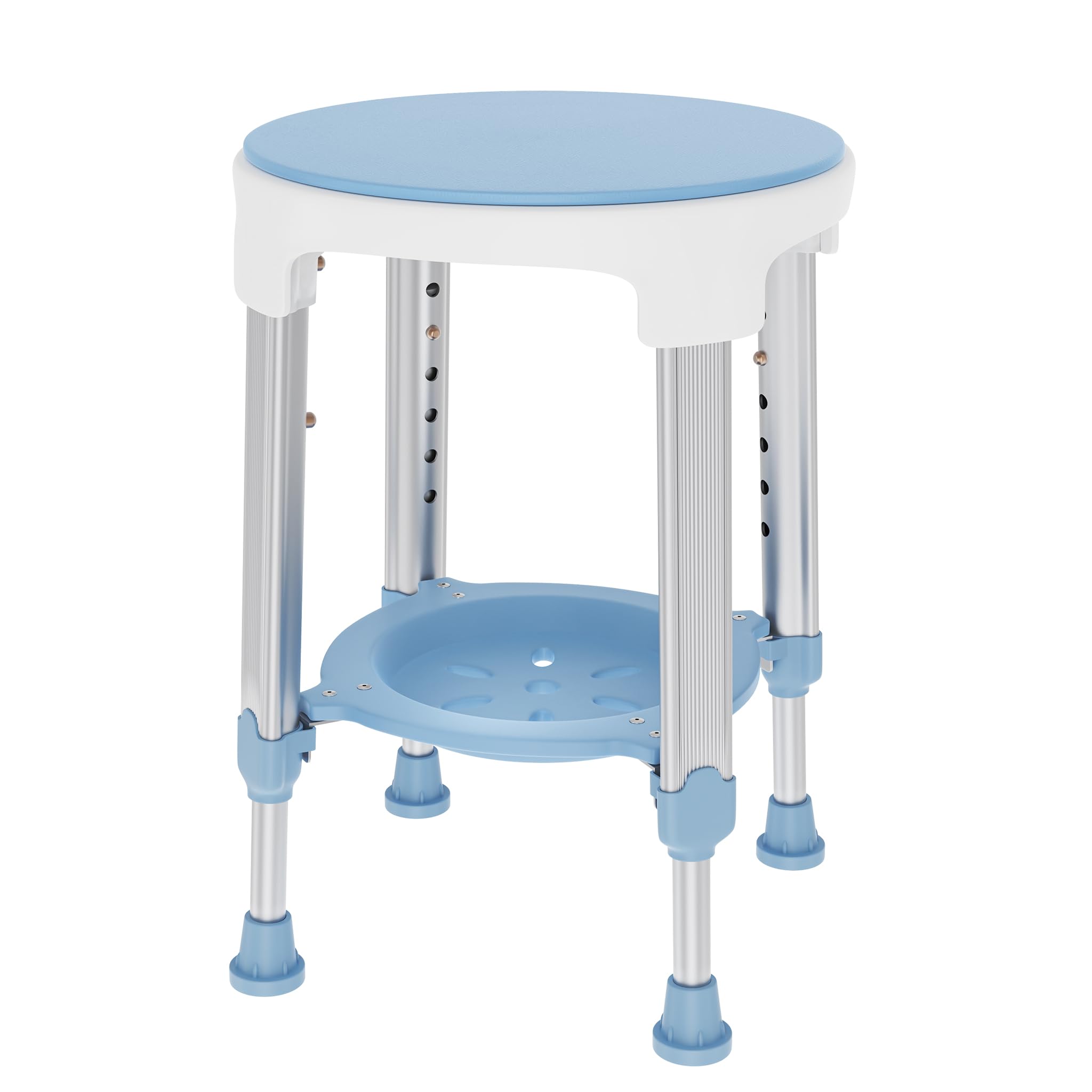 XMTECH Obracany o 360° taboret prysznicowy, taboret łazienkowy, 42-54,5 cm, regulacja wysokości, taboret łazienkowy, pomoc pod prysznic, siedzisko łazienkowe, maks. 150 kg