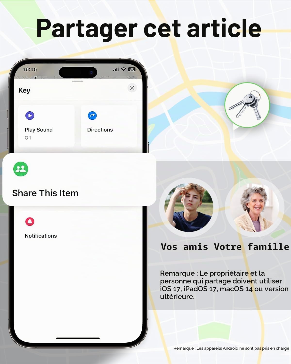 Smart Air Traceur Tag, Compatible avec Apple Find My (iOS Uniquement), étanche IP67, Batterie Remplaçable, Localisateur de Clés/Portefeuilles/Valises/Sac à Dos - Lot de 4