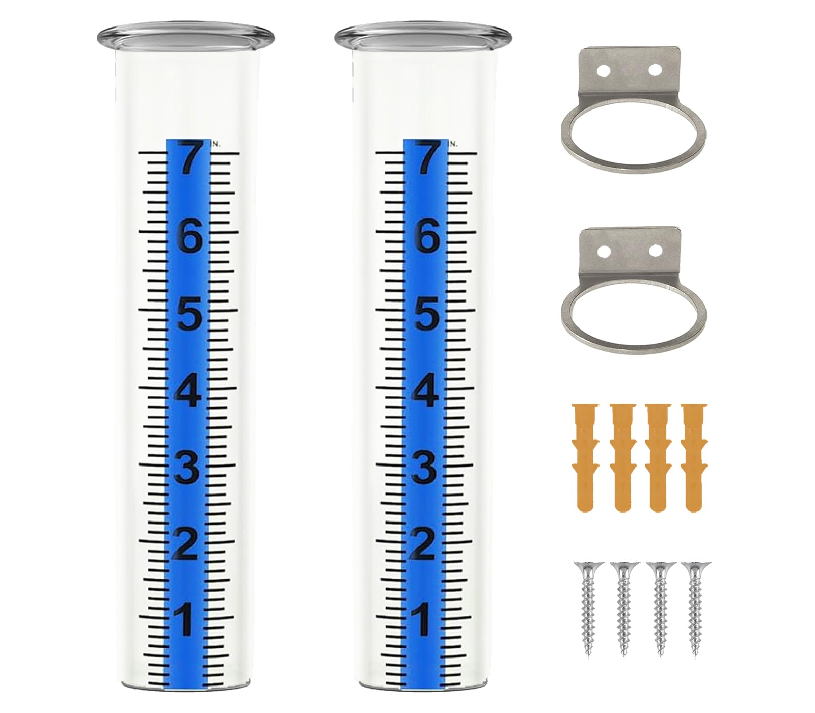 dgudgu Set of 2 Transparent Rain Gauge Outdoor Rain Guage with Stainless Steel Mounting Rack Holder 7