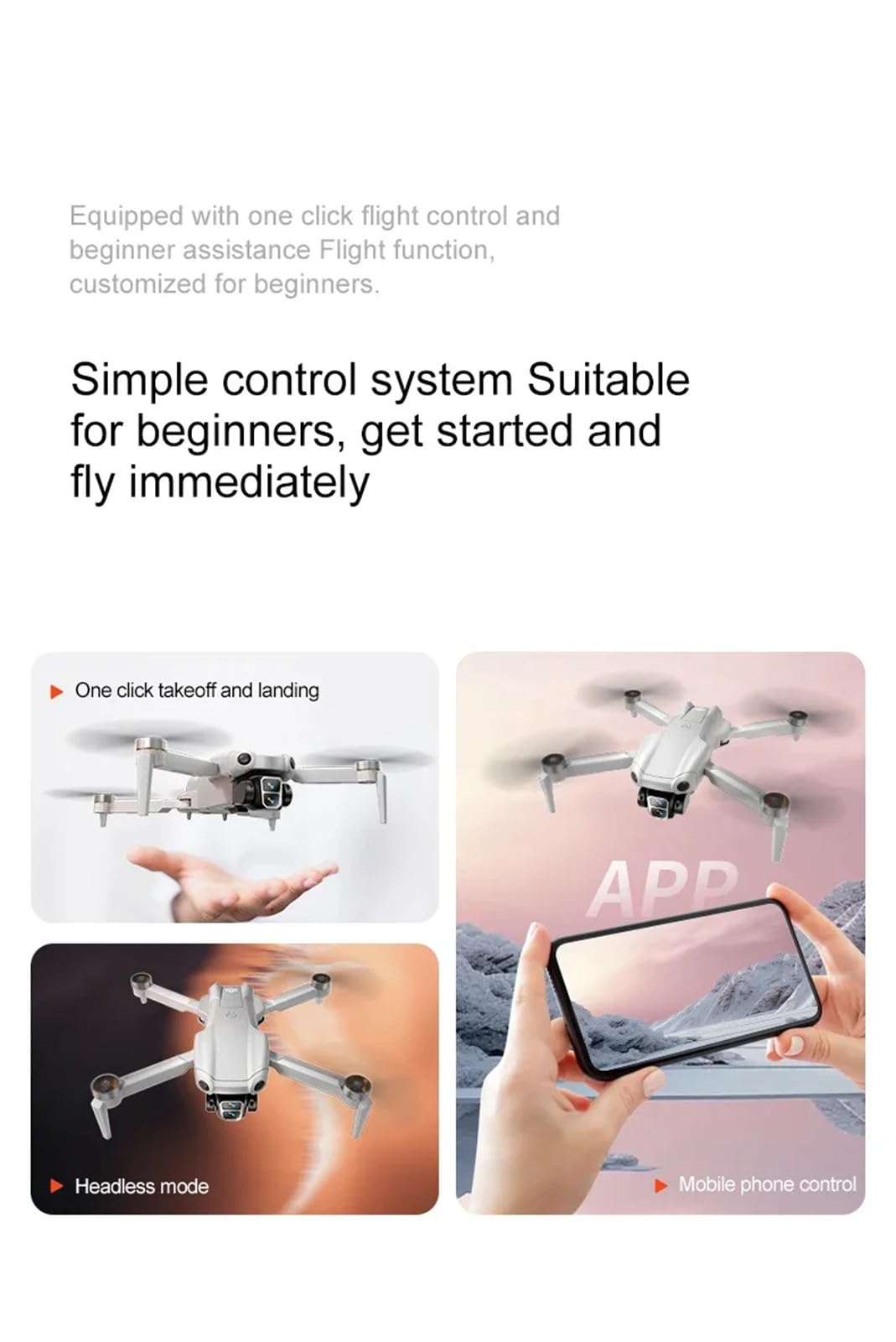 UAV Drone 4K ESC Drone de Doble cámara Posicionamiento de Flujo óptico Evitación de obstáculos Motor sin escobillas Quadcopter,Negro