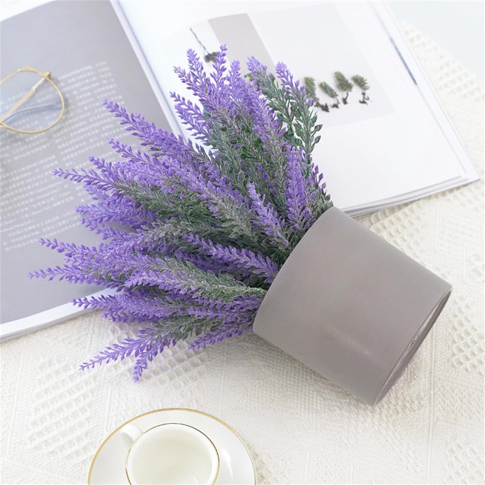 SEWACC Pianta Di Lavanda Artificiale In Vaso - Decorazione Finta Viola Per Casa E Ufficio, Plastica, 22 Cm - 3