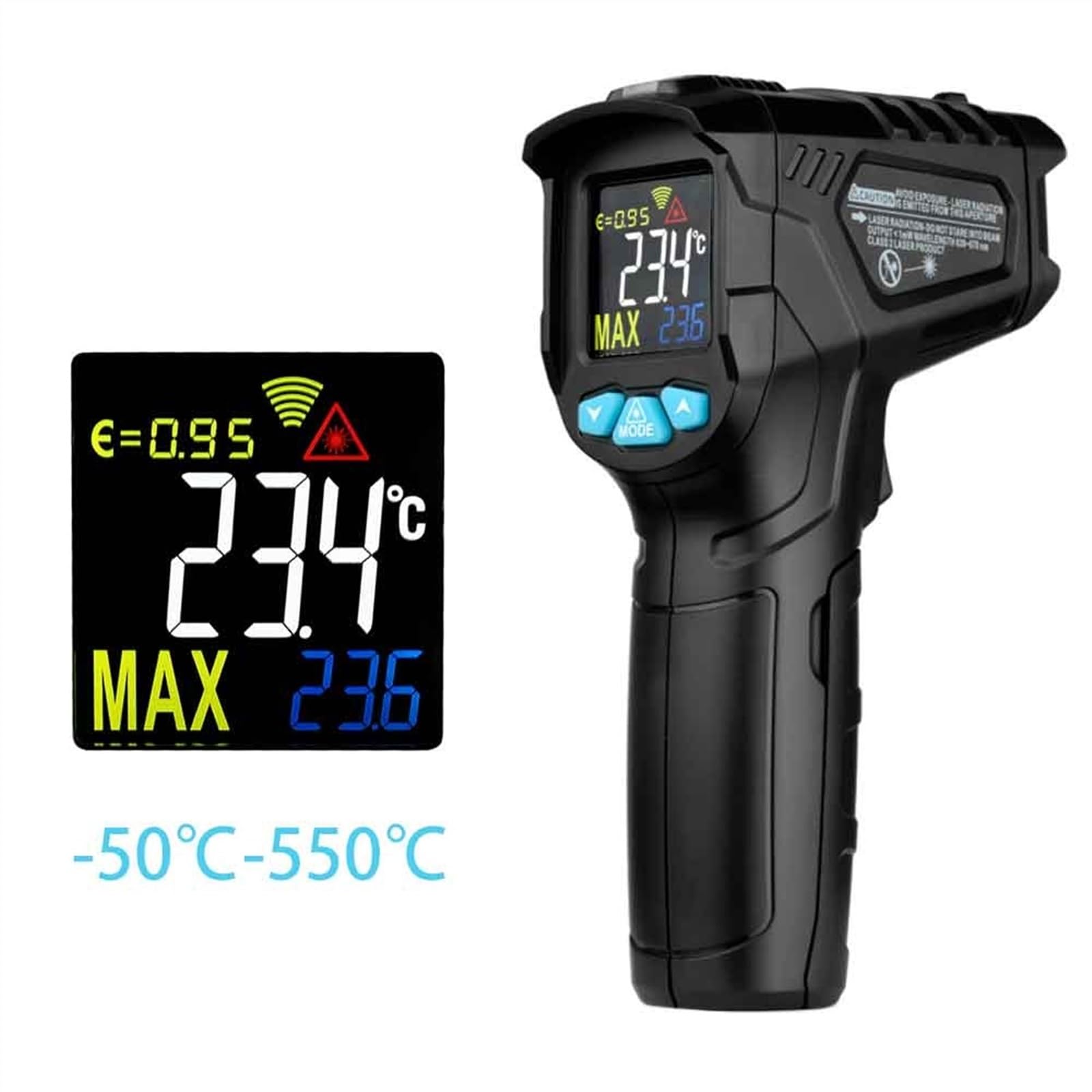 IR01A Termometro digitale a infrarossi Sensore di temperatura Termometro ad emissività regolabile con display colorato ad alta precisione(IR01B)