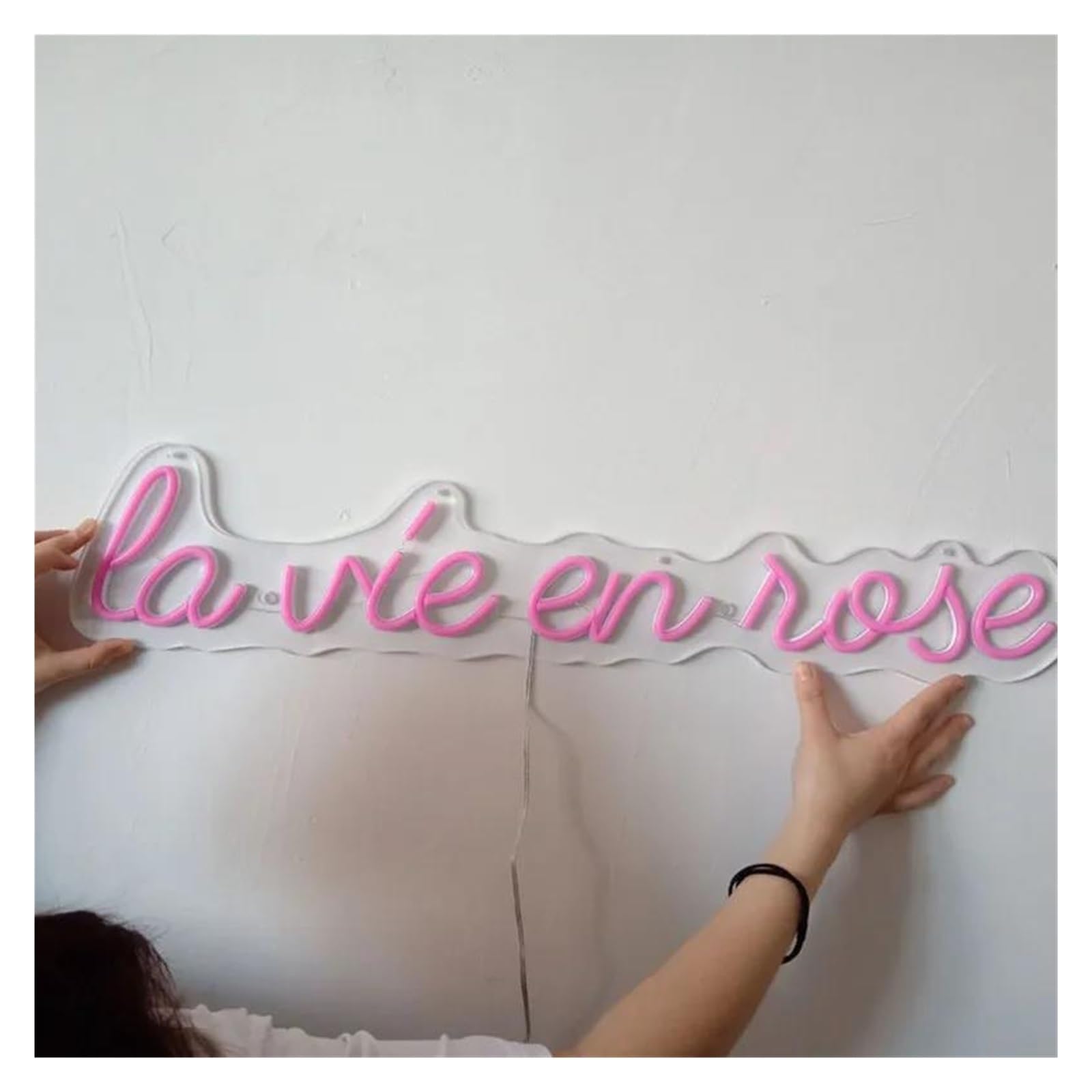 Wiszące neony artystyczne "La Vie En Rose"LED Neon Light Sign Art Lamp Illuminate Shop Home Living Room Interior Wall Decor Wedding Decor 55x14cm