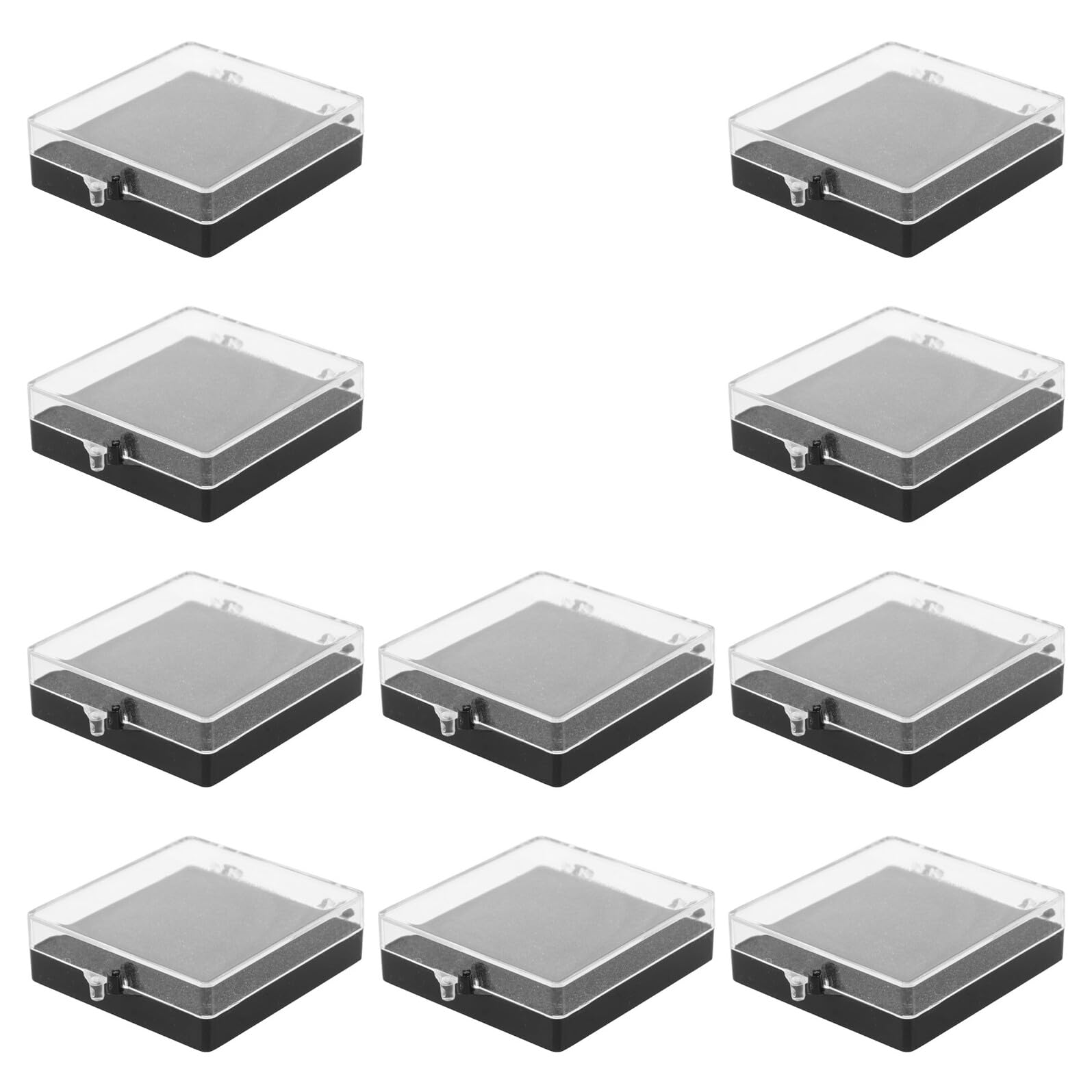 10pcs Small Clear Plastic Pin Display Boxes with Black Protective Sponge Insert Flip Cover Badge Holder Case for Pins Brooches Medals Jewelry and Awards