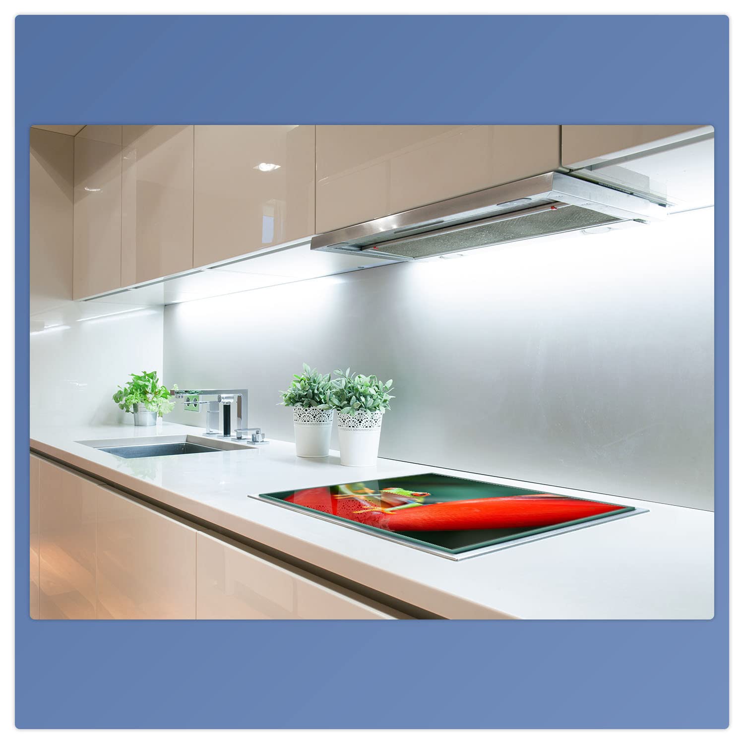 Placa para Cubrir fogones, vitrocerámica, 1 Pieza, 60 x 52, diseño de Rana, Color Verde, Placa de cocción, Cristal, inducción
