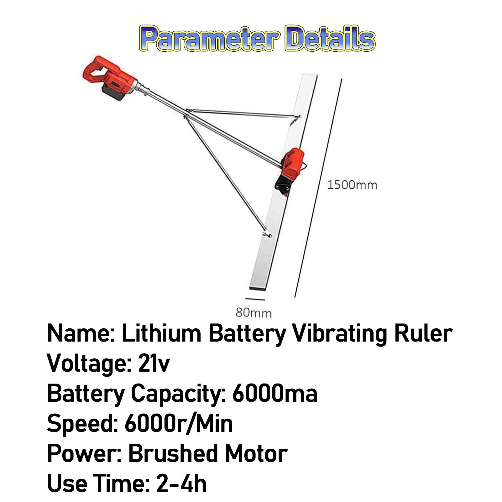 Zement, Betonoberfläche, vibrierendes Nivellierungslineal, Beton-Estrich-Kit mit 1,5 m Edelstahlplatte, 1,5 M-1 Batterie