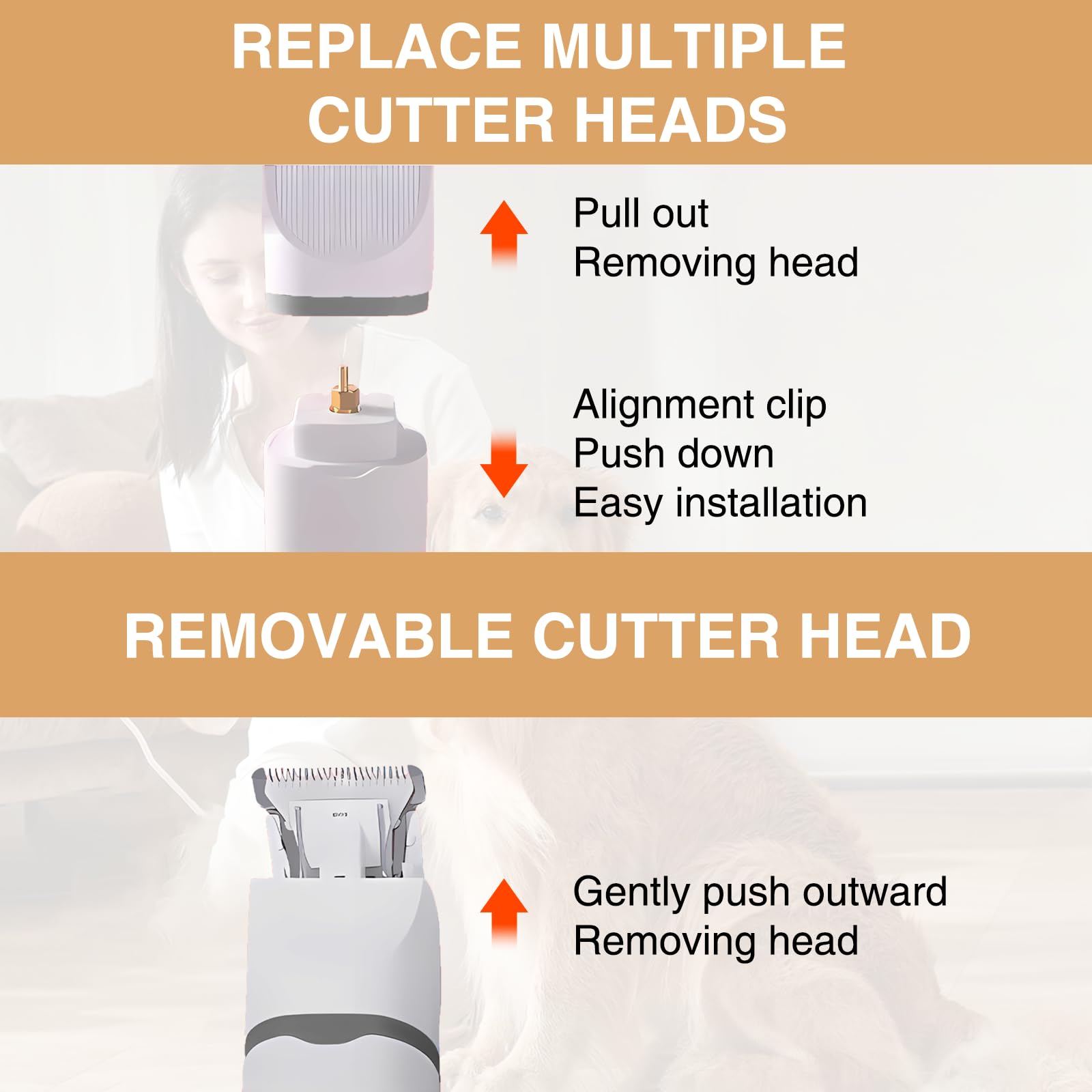 XdealCozyxc 4 in 1 Dog Trimmer for Grooming Products Kit Dog Hair Clipper, Gray - Image 4