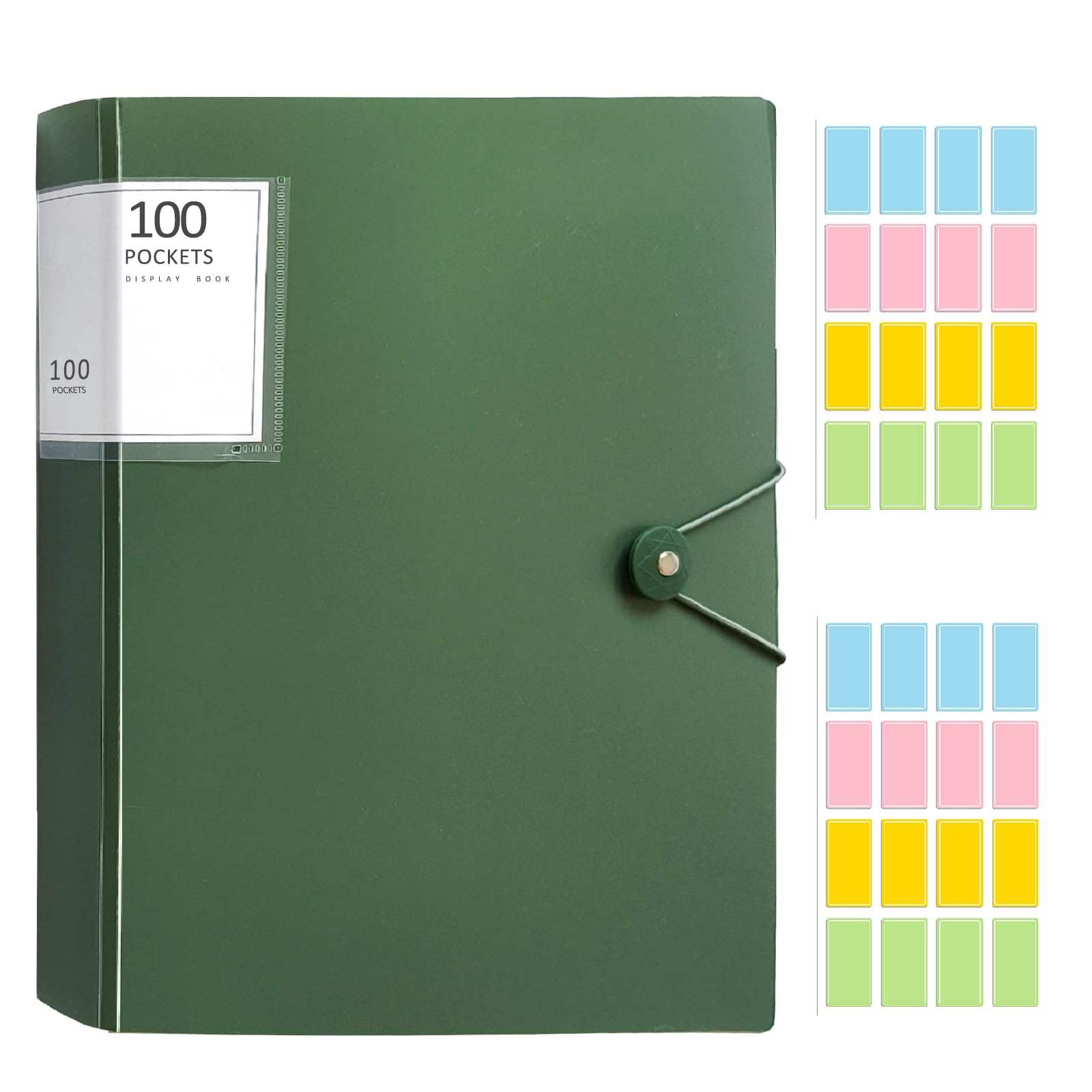 100 Pocket A4 Display Folders,Display Folder with Plastic Sleeves Display Book Folders with Buckle A4 Presentation Folder Organized Document Storage for School and Office(Dark Green)